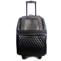 Thumbnail for Quilted Luxe Rio Bag Dog Carrier On Wheels - Black