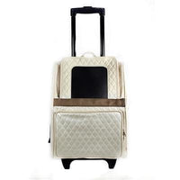 Thumbnail for Quilted Luxe Rio Bag Dog Carrier On Wheels - Ivory