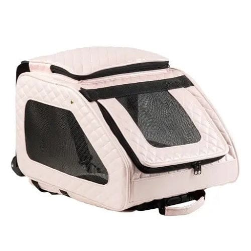 Quilted Luxe Rio Bag Dog Carrier On Wheels - Pink