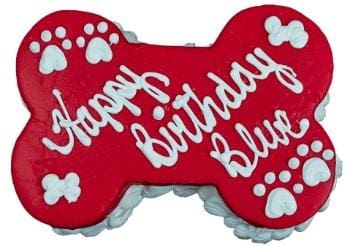 Red and White Dog Bone Birthday Cake