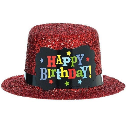 Red Glitter Happy Birthday Dog Hat