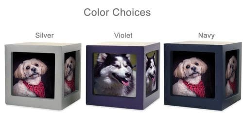 Rotating Photo Cube Pet Urn in 3 Color Choices