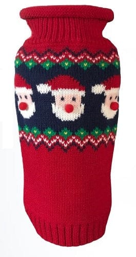 Santa Faces Fair Isle Dog Sweater