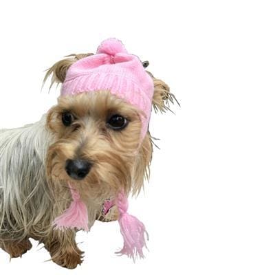 Scottish Cable Knit Dog Hat - Pink
