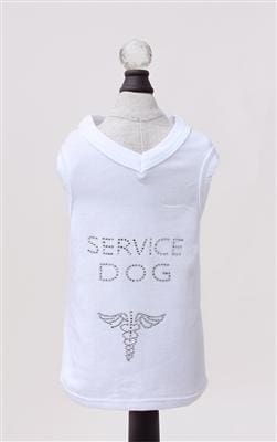 Service Dog V Neck Crystal Embellished Shirt