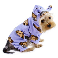 Thumbnail for Silly Monkey Fleece Hooded Dog Pajama - Lavender