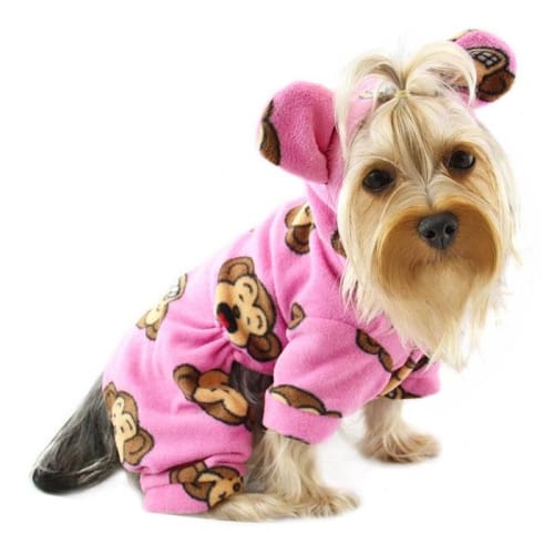 Silly Monkey Fleece Hooded Dog Pajama - Pink