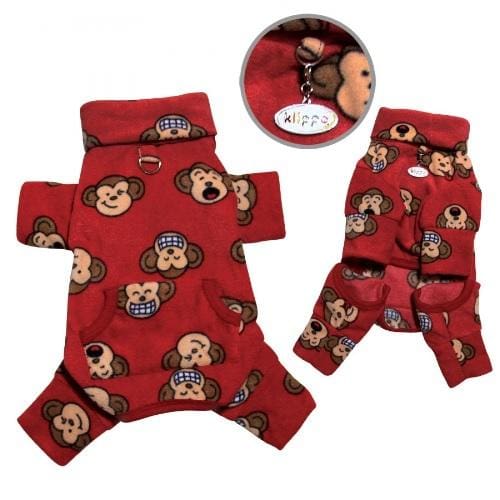 Silly Monkey Fleece Pajamas- Red
