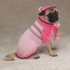 Dog Ski Sweater Set - Pink