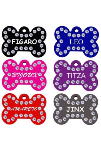 Swarovski Crystals Bone ID Tags