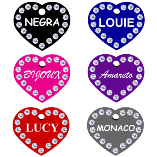 Swarovski Crystals Heart ID Tags