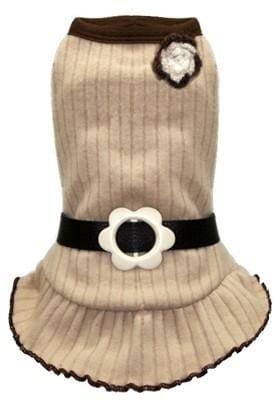 Tan Blossom Soft Sweater Dog Dress