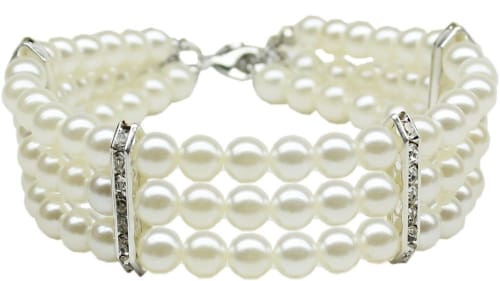 Three Row Pearl Dog Necklace Collar