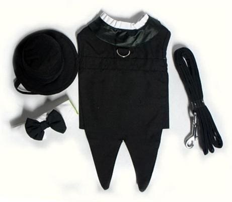Wedding Dog Tuxedo - Black with Tails