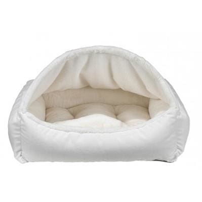 Winter White Faux Fur Canopy Dog Bed