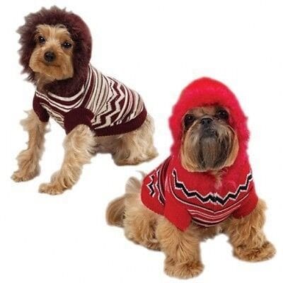 Zig Zag Striped Hoodie Dog Sweater