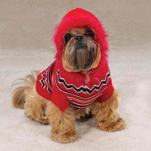 Zig Zag Striped Hoodie Dog Sweater